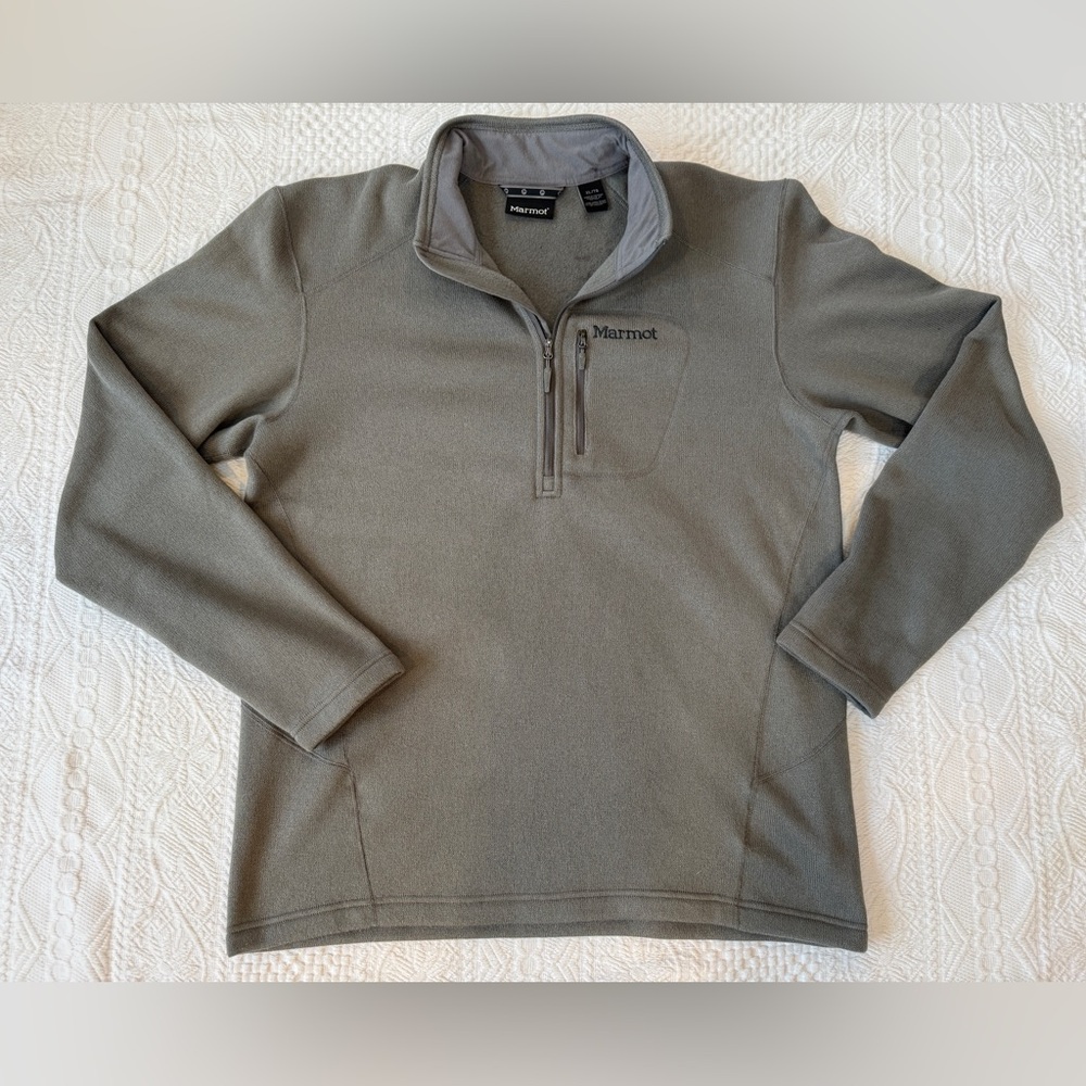 Marmot Drop Line 1/2 Zip Sweater Fleece Knit Grey Pullover Men's Size Large
